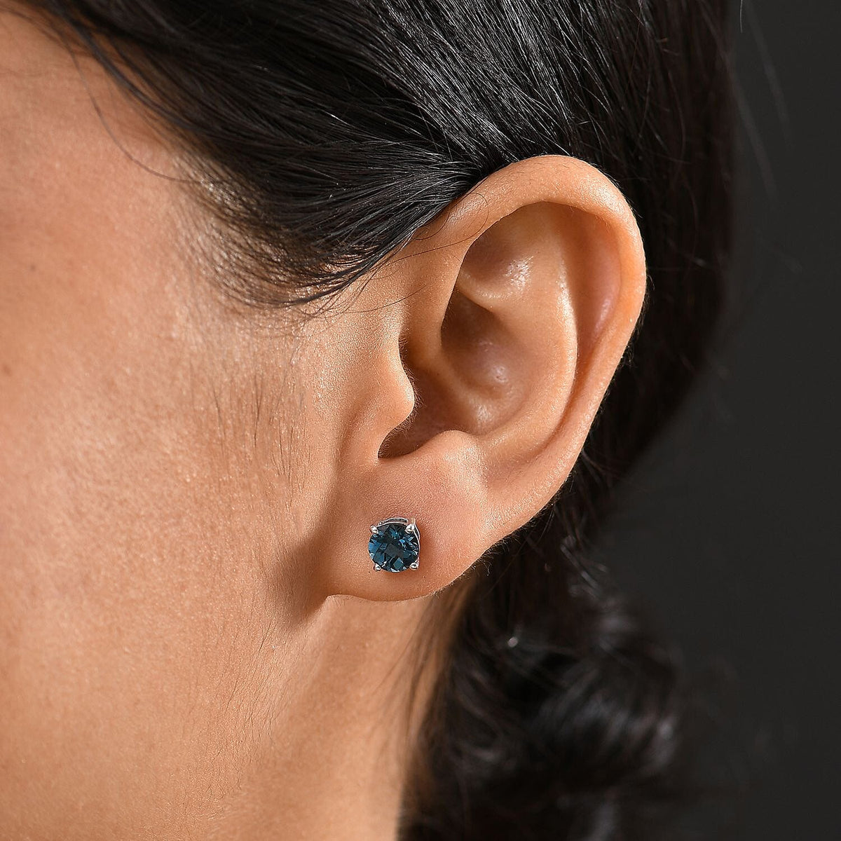 2.48 Ct. London Blue Topaz Solitaire Stud Push Post Earring in Rhodium Overlay Sterling Silver 8183705 3