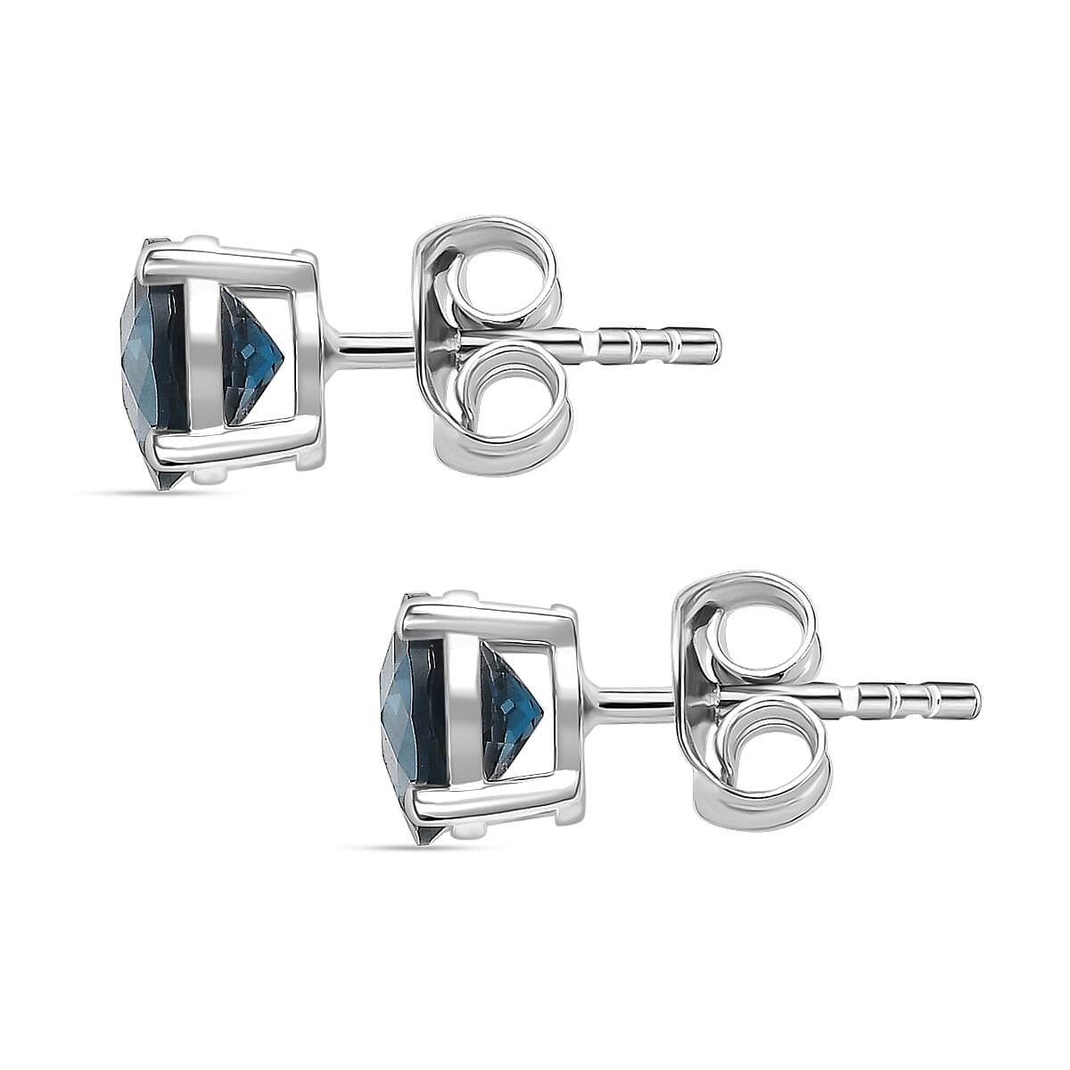2.48 Ct. London Blue Topaz Solitaire Stud Push Post Earring in Rhodium Overlay Sterling Silver 8183705 4