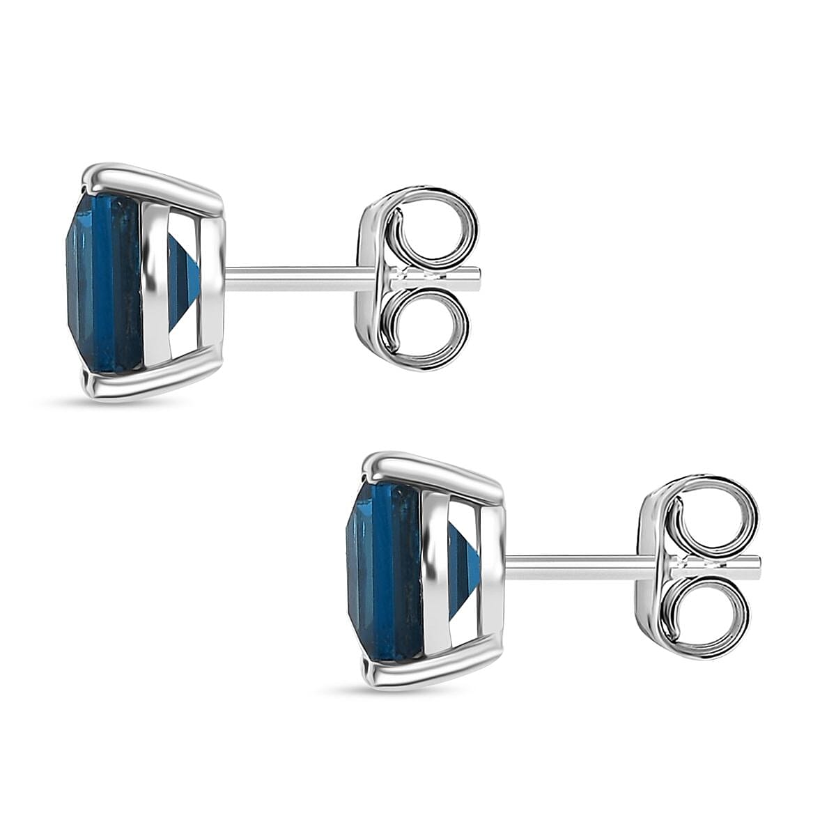 London Blue Topaz Solitaire Stud Push Post Earring in Rhodium Overlay Sterling Silver 2.80 Ct. 8186898 4