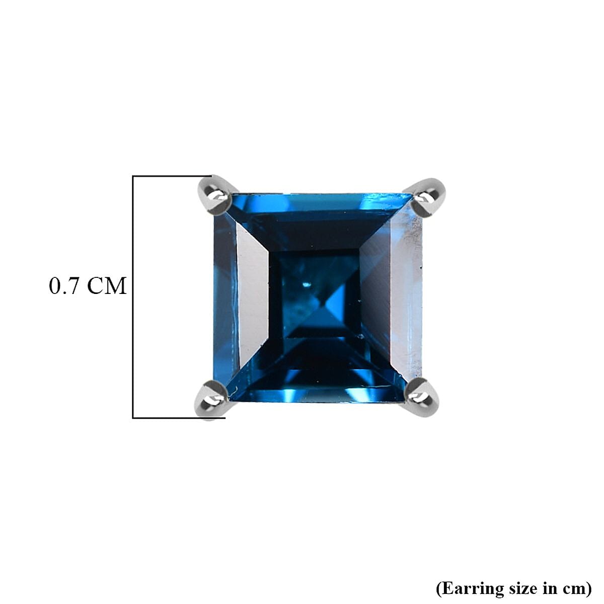 London Blue Topaz Solitaire Stud Push Post Earring in Rhodium Overlay Sterling Silver 2.80 Ct. 8186898 5