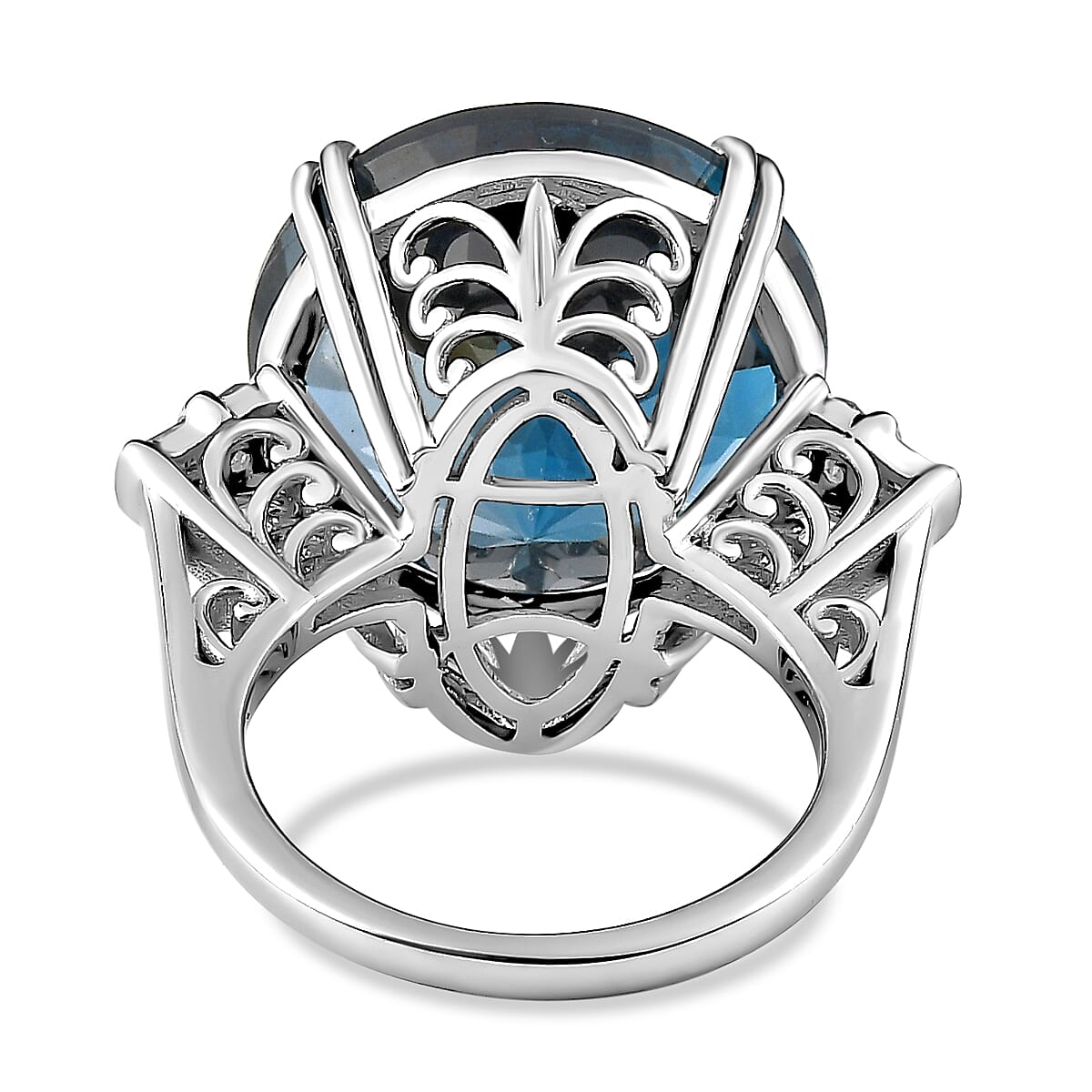 Exclusive Edition 22.11 Ct London Blue Topaz and Diamond Solitaire Ring in Platinum Overlay Sterling Silver 7510436 4