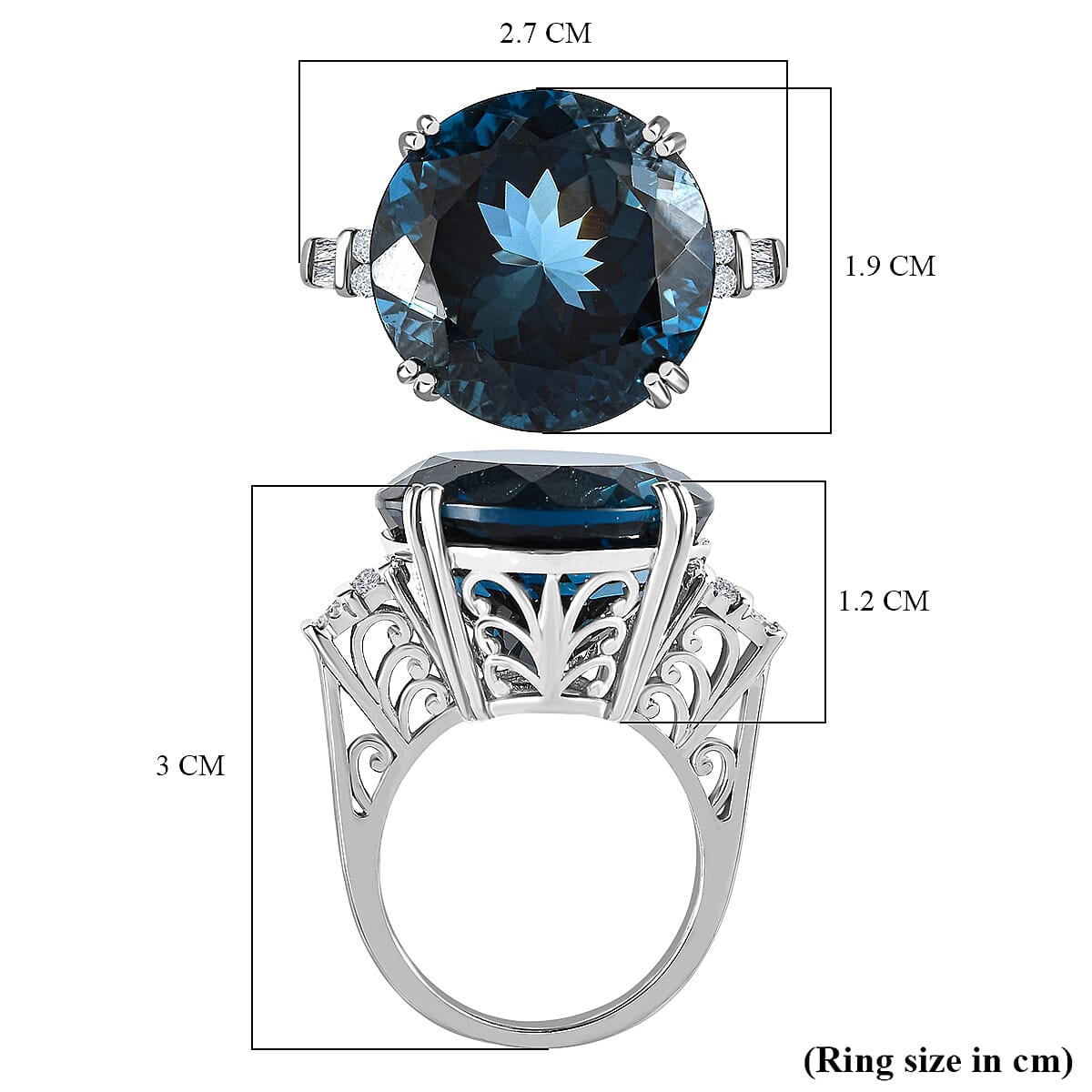 Exclusive Edition 22.11 Ct London Blue Topaz and Diamond Solitaire Ring in Platinum Overlay Sterling Silver 7510436 5