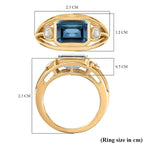 London Blue Topaz & White Zircon Ring in 18K Vermeil Yellow Gold Plated Sterling Silver 3.05 Ct.