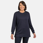 Longline Brush Back Top (Size L) - Navy