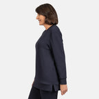 Longline Brush Back Top (Size L) - Navy