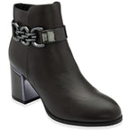Lotus Amarin Block Heel Ankle Boots With Metallic Chain Detail (Size 3) - Grey