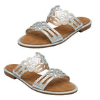 Lotus Aura Diamante Flat Sandals (Size 3) - Silver