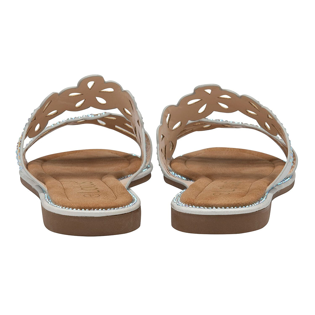 Lotus Aura Diamante Flat Sandals (Size 3) - Silver