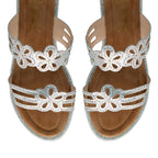 Lotus Aura Diamante Flat Sandals (Size 3) - Silver