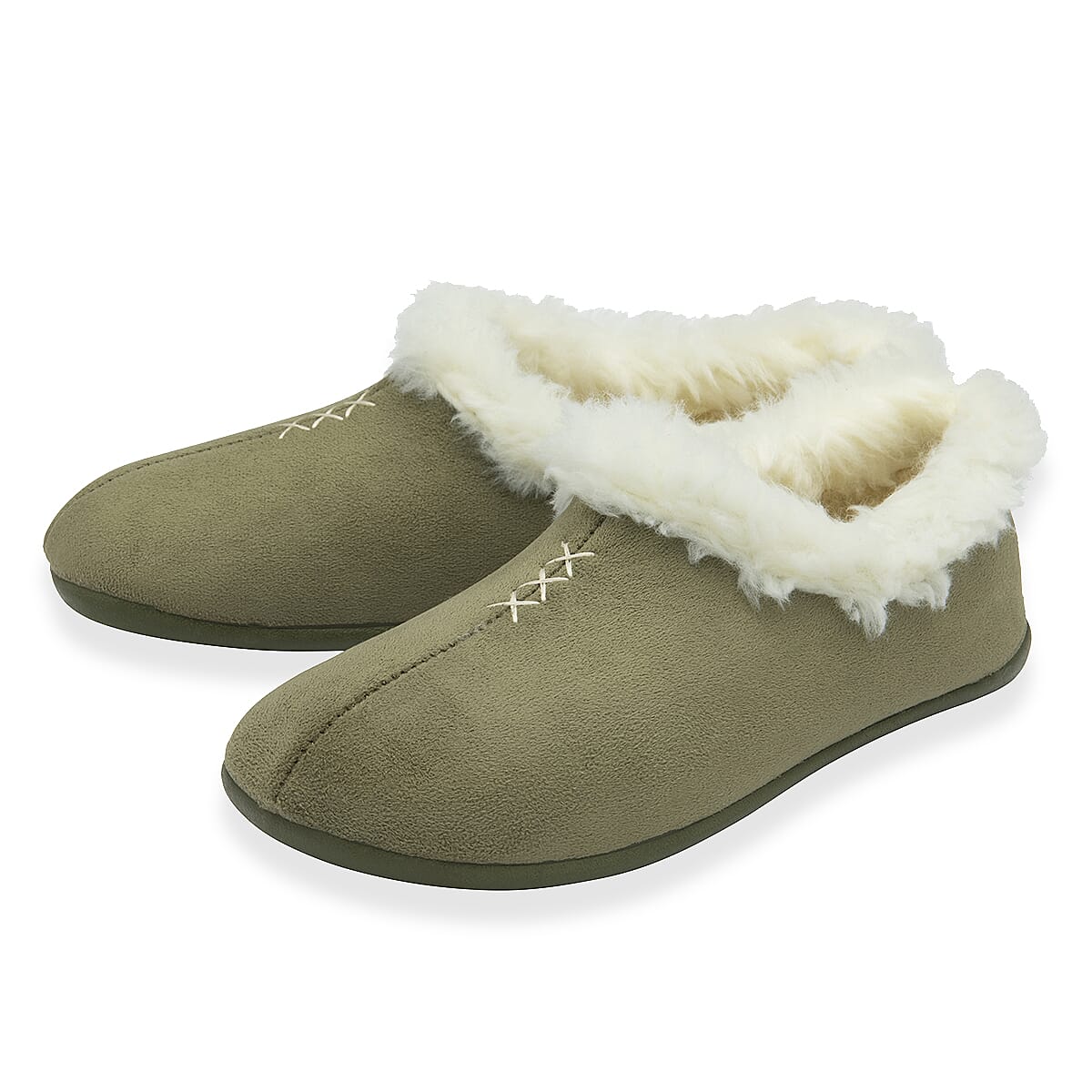 Lotus Bernarda Slipper BootieÂ With Cozy Faux Fur Trim (Size 3) - Khaki 8357325 0