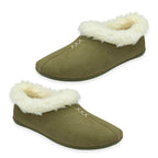 Lotus Bernarda Slipper Bootie With Cozy Faux Fur Trim (Size 3) - Khaki