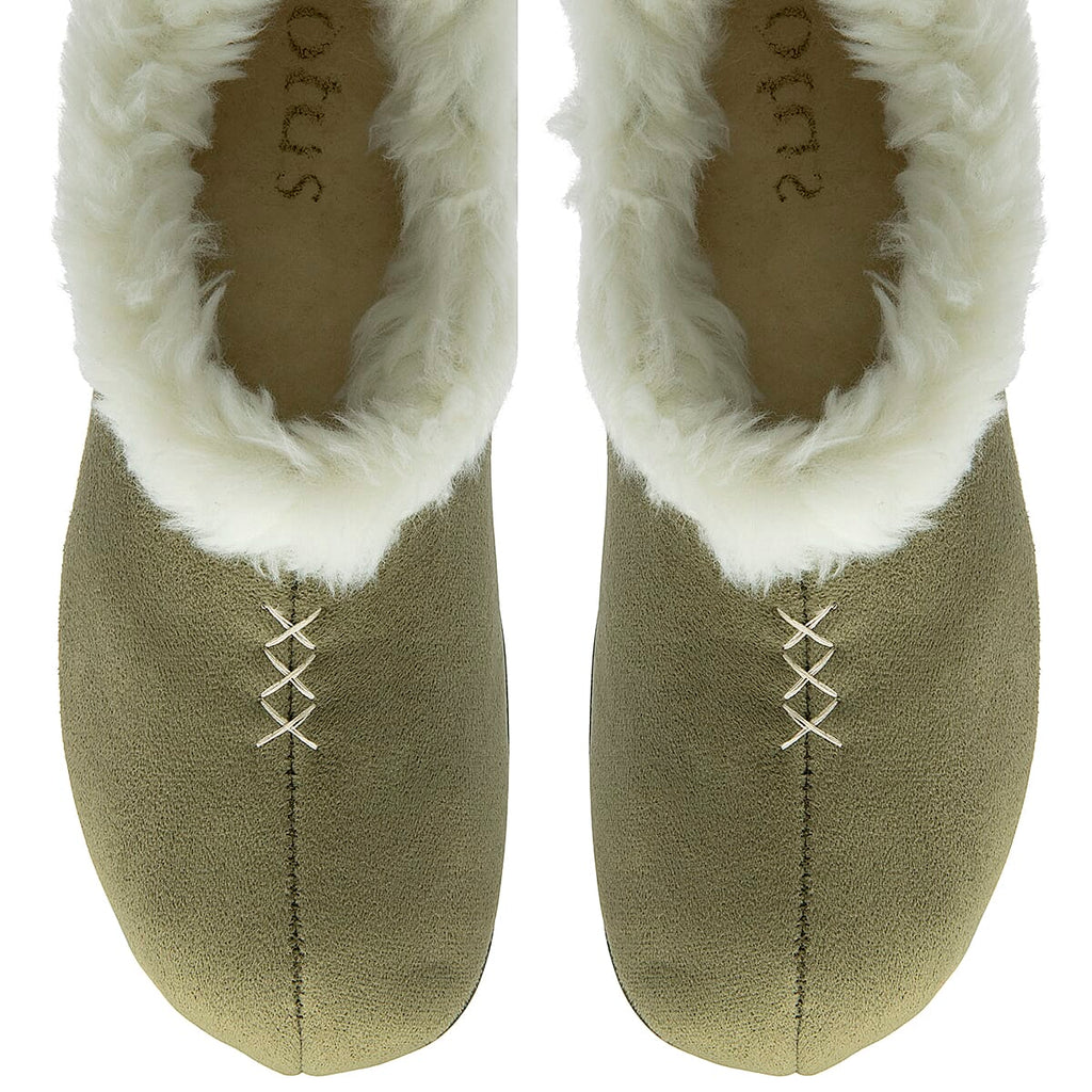 Lotus Bernarda Slipper Bootie With Cozy Faux Fur Trim (Size 3) - Khaki