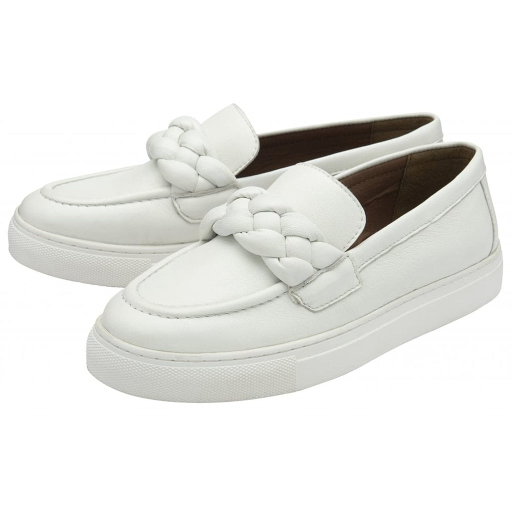 Lotus Women's Bertie Braided Detail Casual Loafers (Size 5) - White