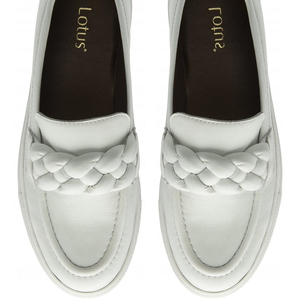 Lotus Women's Bertie Braided Detail Casual Loafers (Size 5) - White