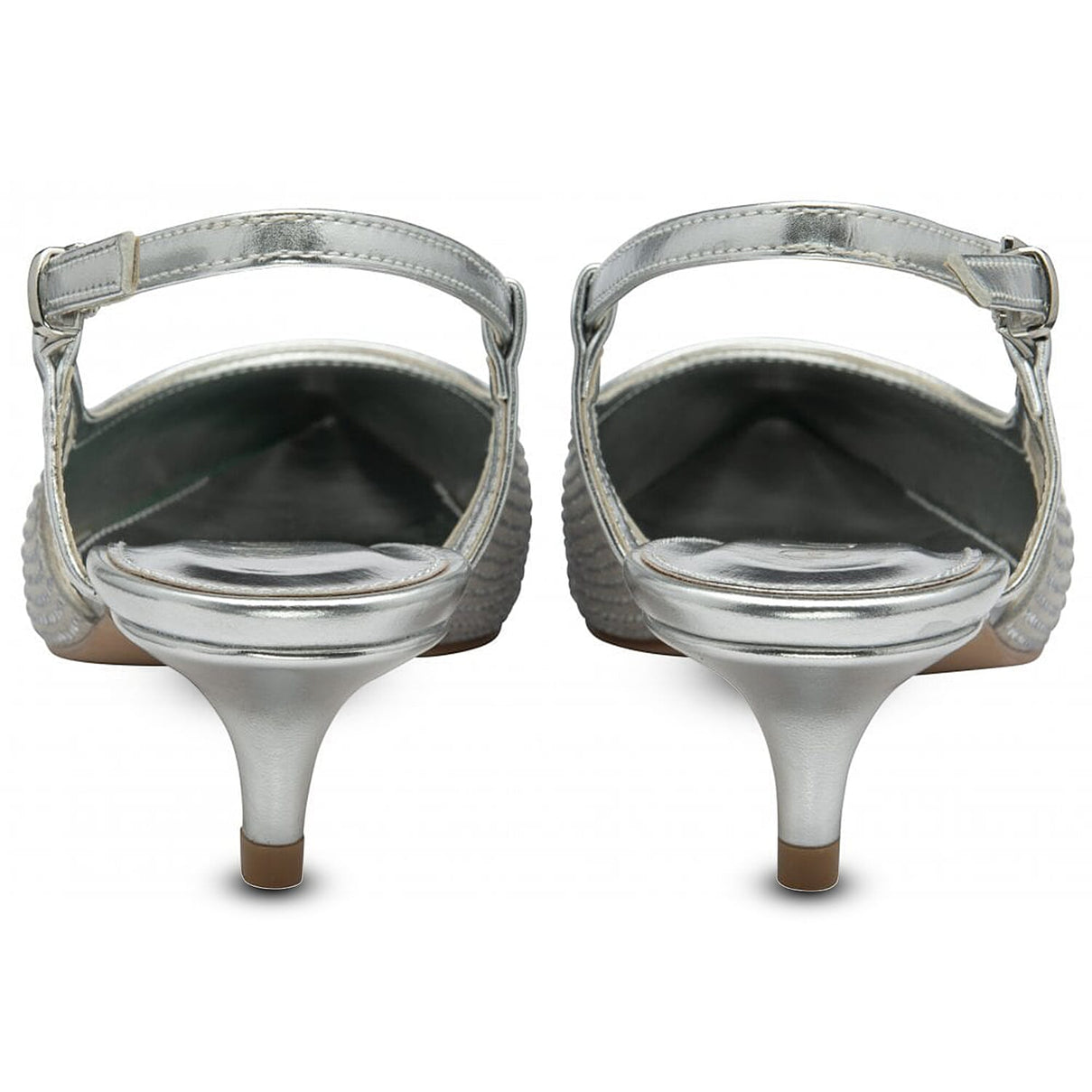 Lotus Bexley Slingback Pointed Toe Kitten Heel (Size 3) - Silver 8305113 1