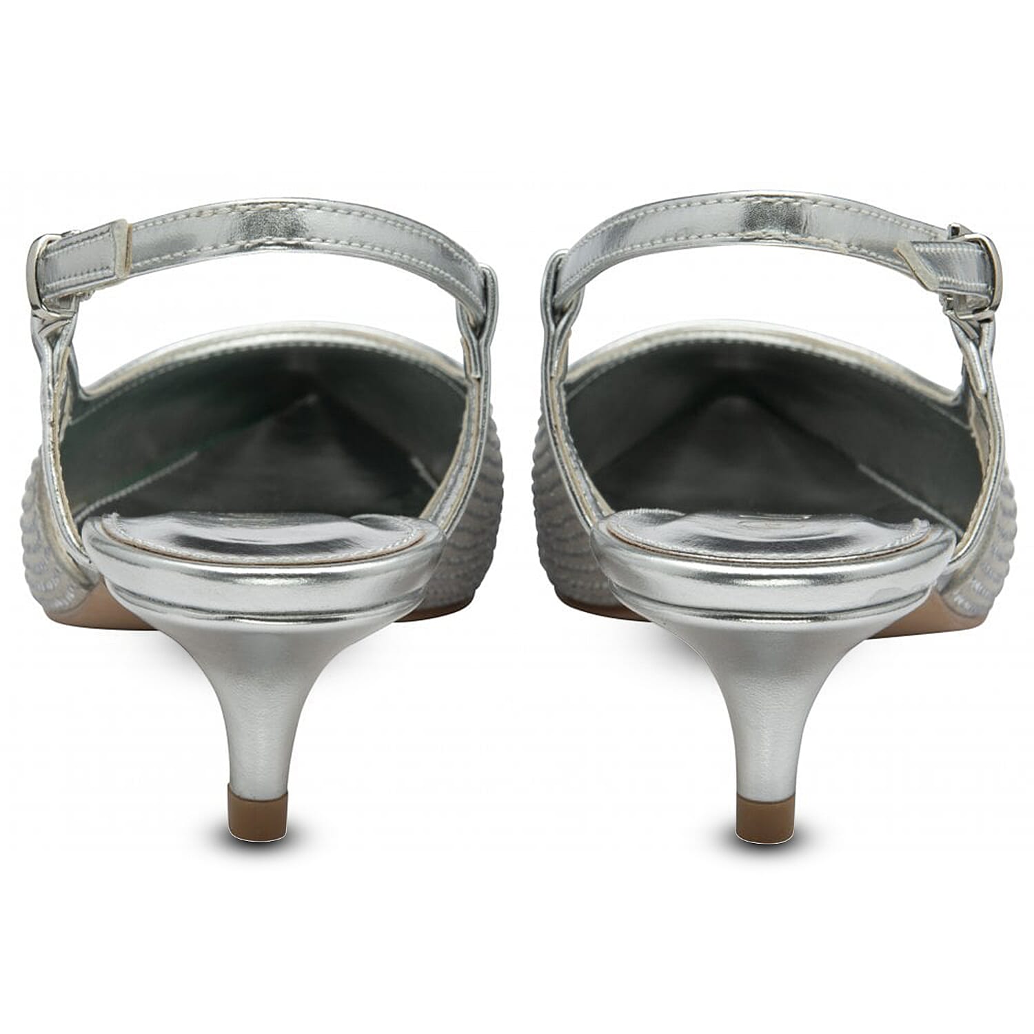 Lotus Bexley Slingback Pointed Toe Kitten Heel (Size 3) - Silver 8305113 1