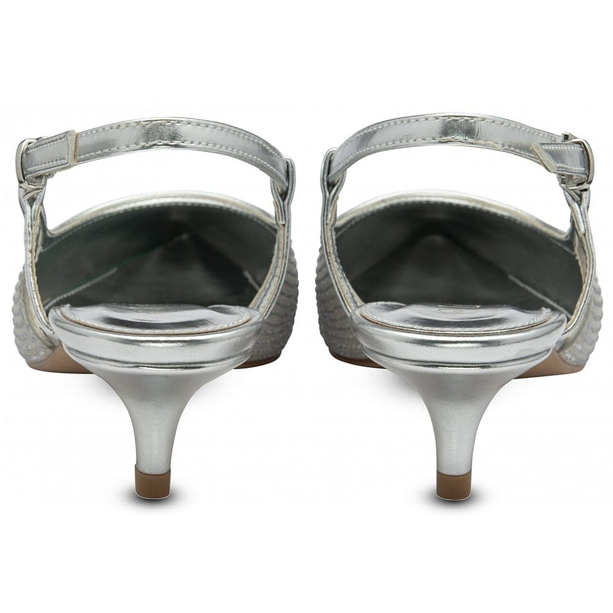 Lotus Bexley Slingback Pointed Toe Kitten Heel (Size 4) - Silver 8305114 1