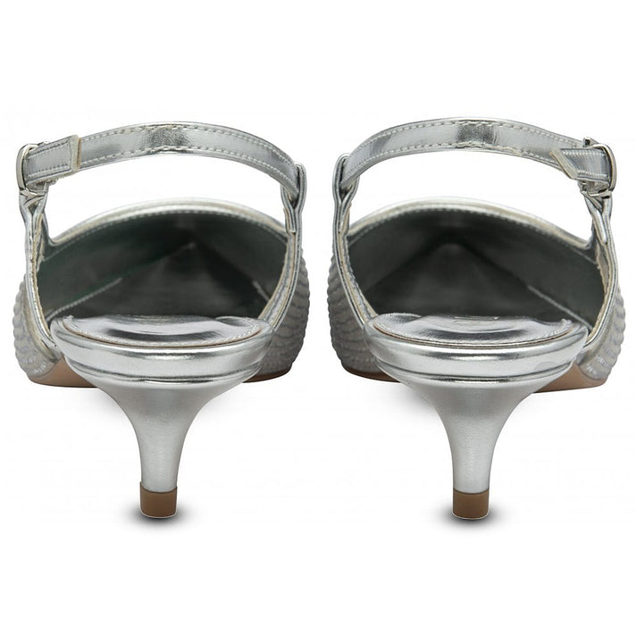 Lotus Bexley Slingback Pointed Toe Kitten Heel (Size 4) - Silver 8305114 2