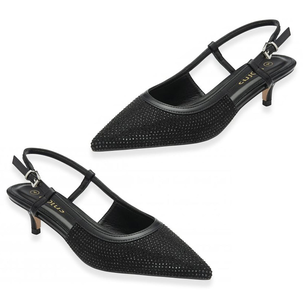 Lotus Bexley Slingback Pointed Toe Kitten Heel (Size 5) - Black V32521103 2