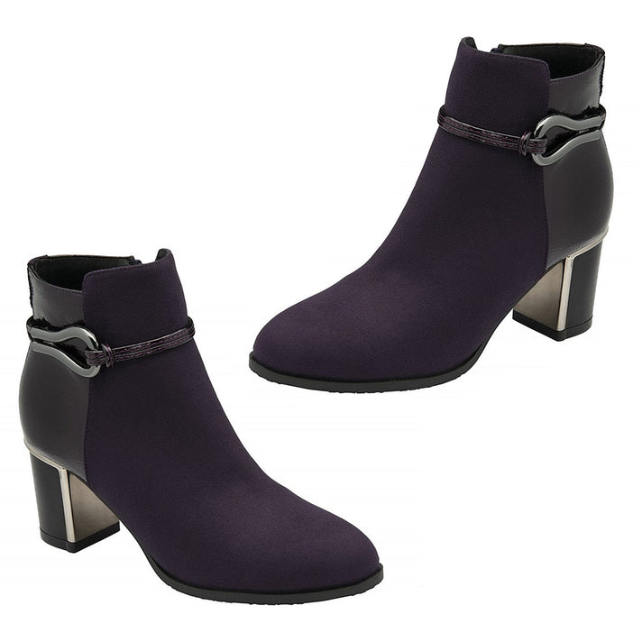 Lotus Ebony Block Heeled Ankle Boots (Size 5) - Purple 8304853 1