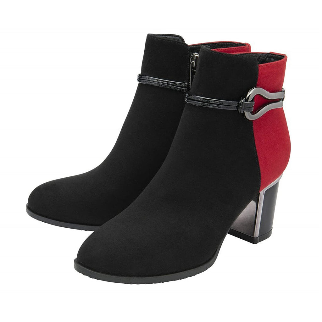 Lotus Ebony Block Heeled Ankle Boots (Size 6) - Red