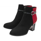 Lotus Ebony Block Heeled Ankle Boots (Size 6) - Red