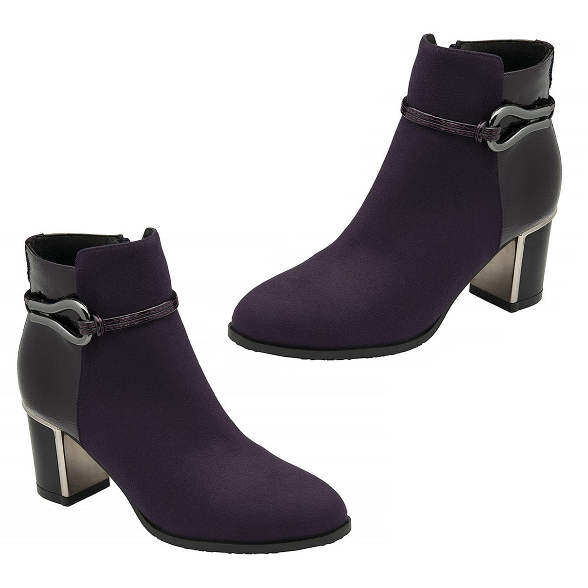 Lotus Ebony Block Heeled Ankle Boots (Size 7) - Purple 8304855 0