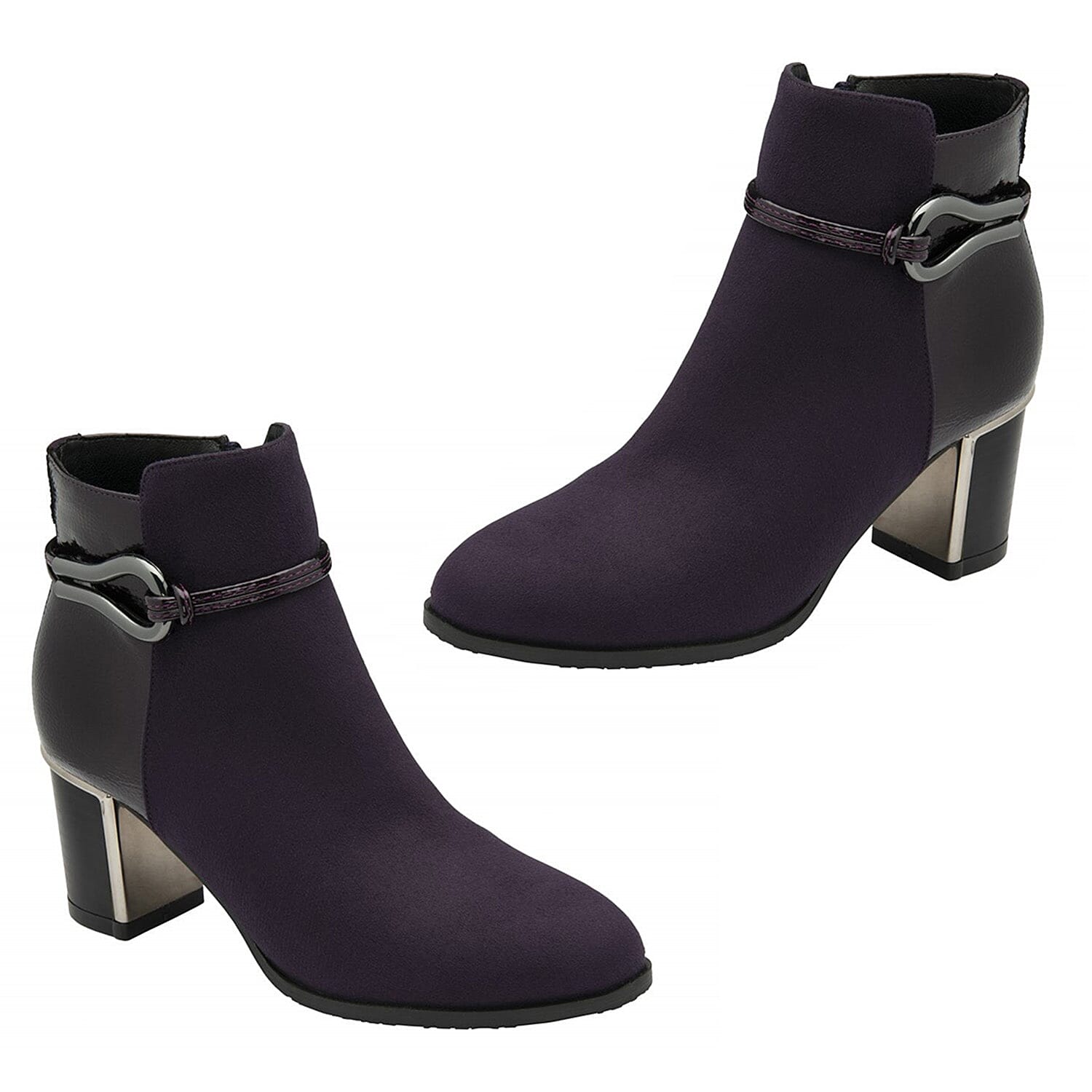 Lotus Ebony Block Heeled Ankle Boots (Size 8) - Purple 8304856 0