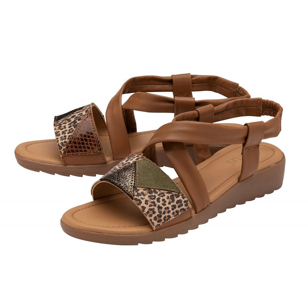 Lotus Evette Ladies Slip On Animal Print Leather Sandal (Size 3) - Tan 7797548 0