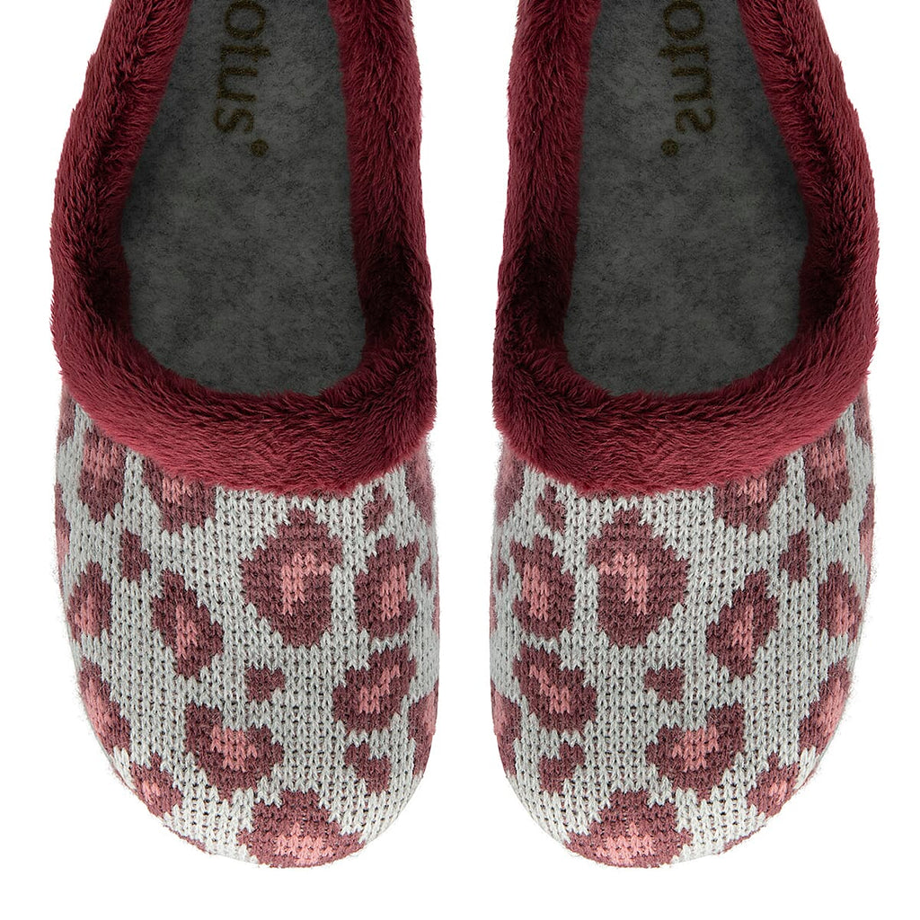 Lotus Feliciana Leopard Print Mule Slippers (Size 7) - Bordo