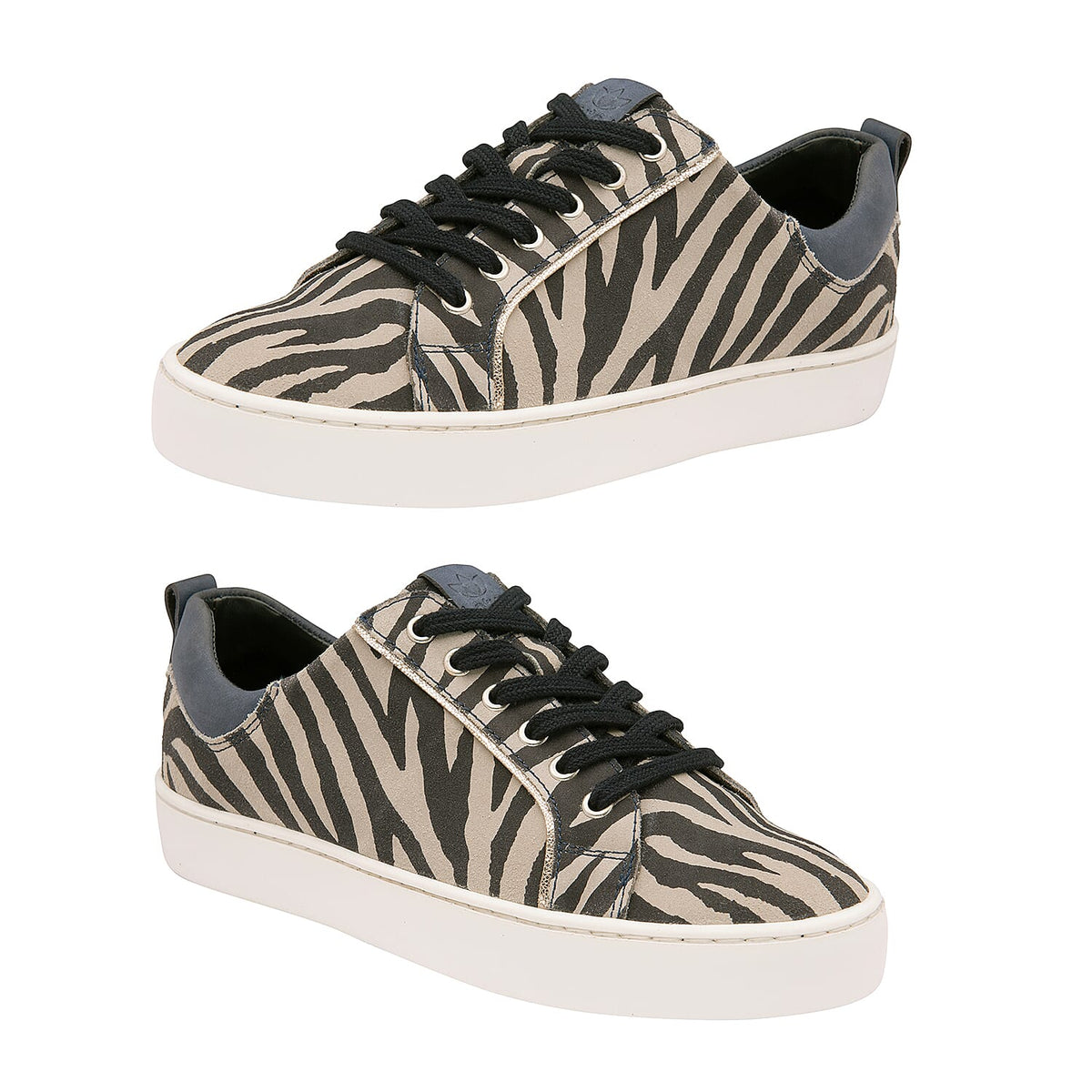 Lotus Garda Leather Zebra Printed Women's Lace-Up Trainers 6351268 1