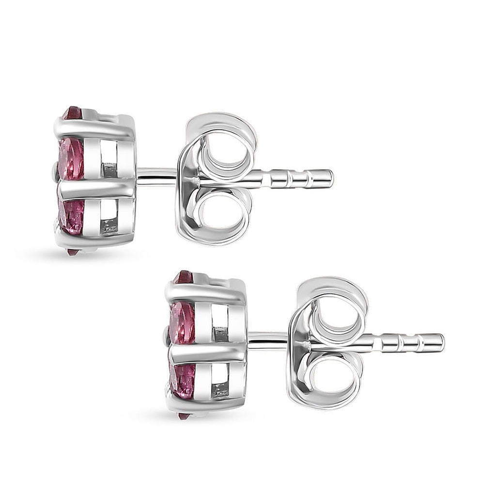 Lotus Garnet Cluster Stud Earrings in Platinum Overlay Sterling Silver 1.35 Ct