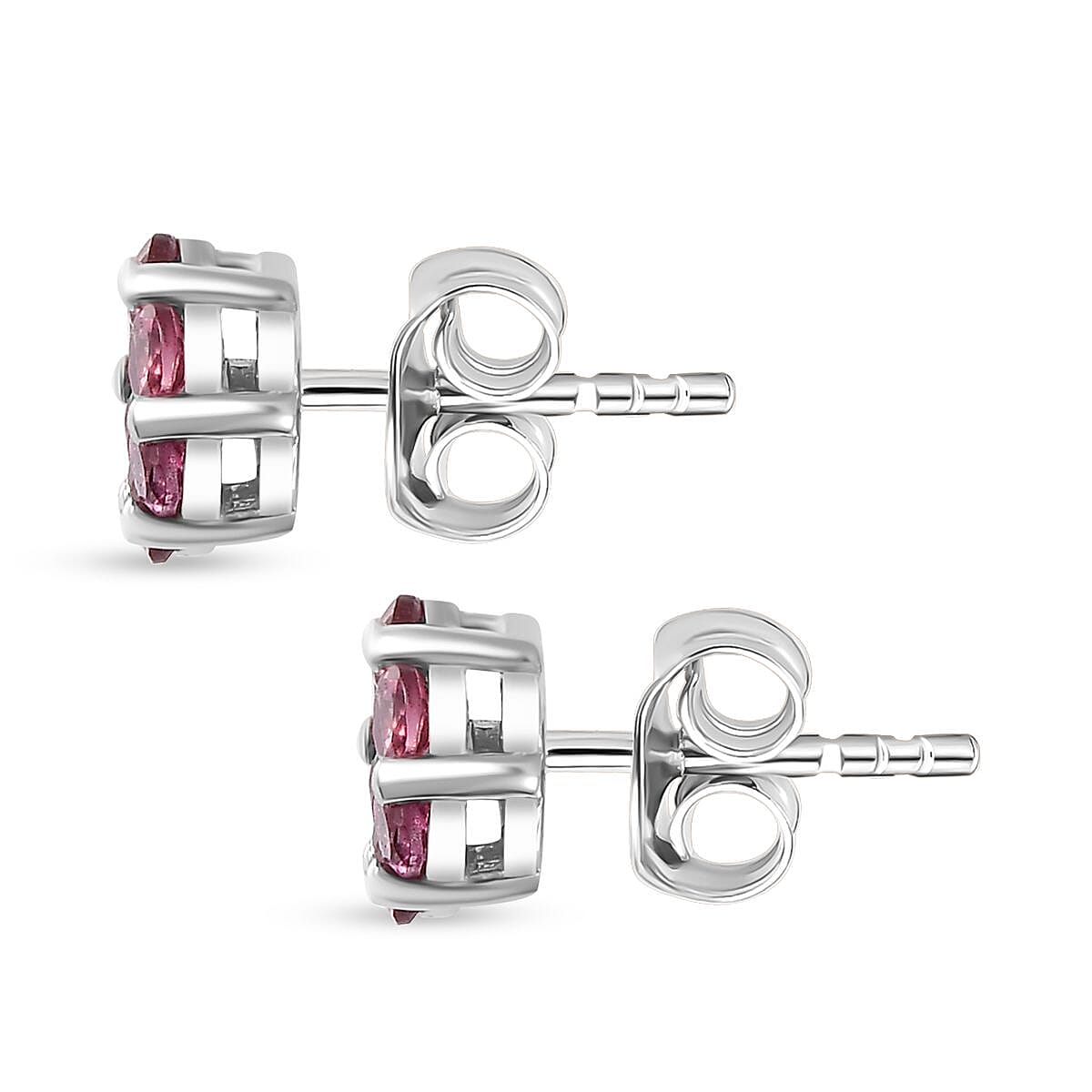 Lotus Garnet Cluster Stud Earrings in Platinum Overlay Sterling Silver 1.35 Ct 7796108 4