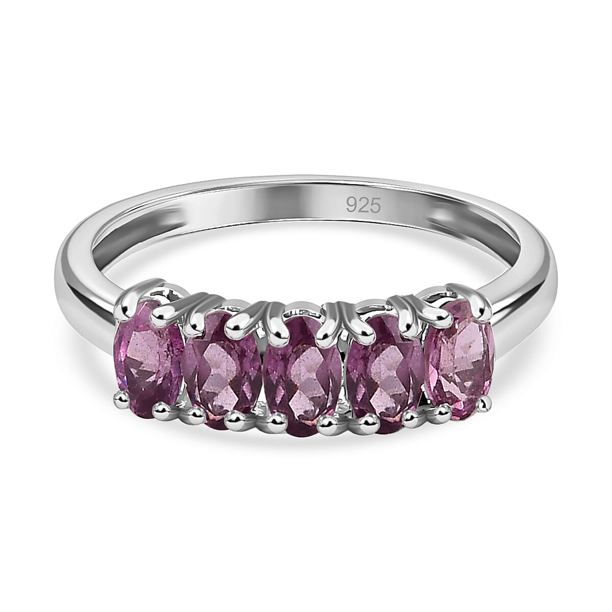 Lotus Garnet 5 Stone Ring in Platinum Overlay Sterling Silver 1.10 Ct 7521836 0