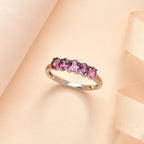 Lotus Garnet 5 Stone Ring in Platinum Overlay Sterling Silver 1.10 Ct