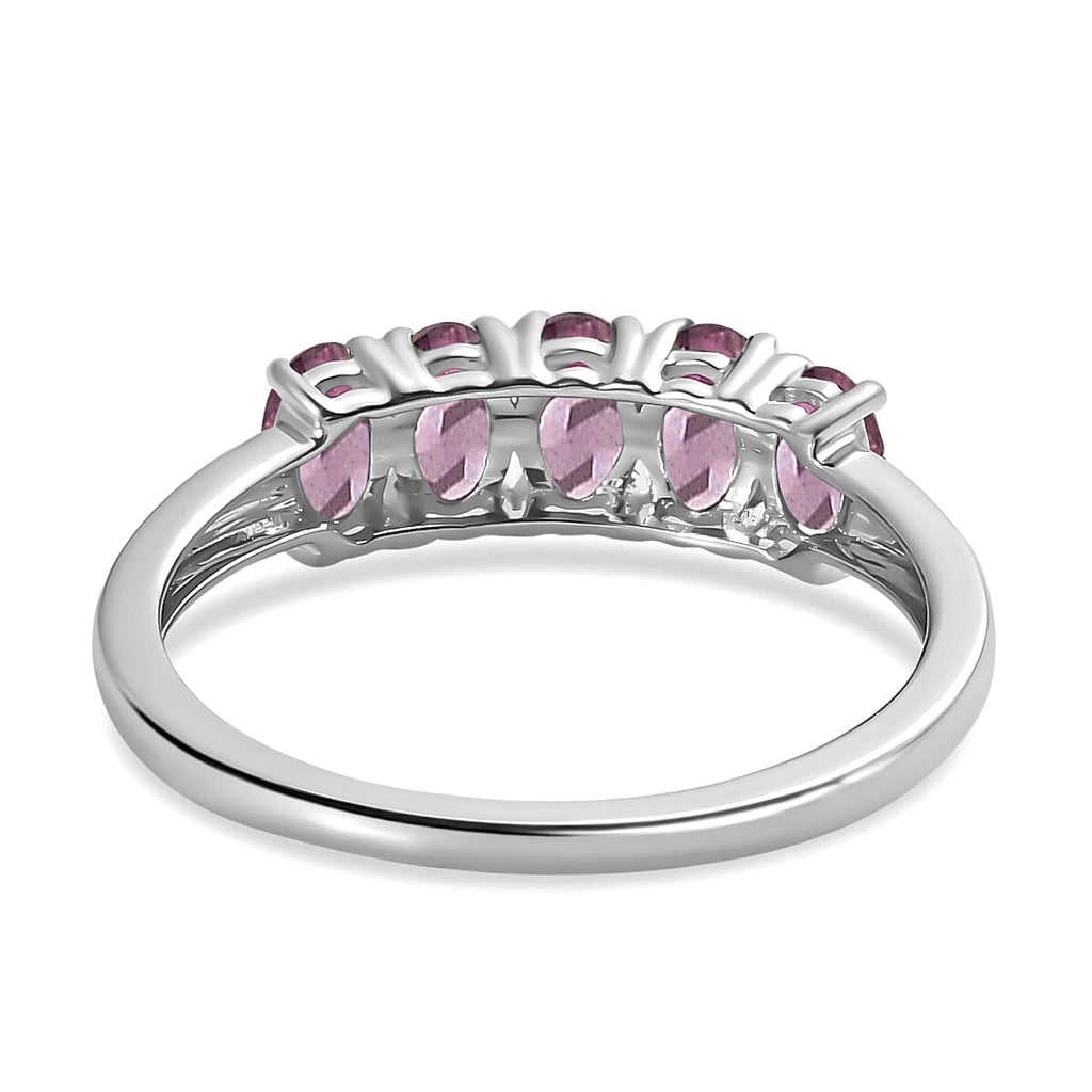 Lotus Garnet 5 Stone Ring in Platinum Overlay Sterling Silver 1.10 Ct