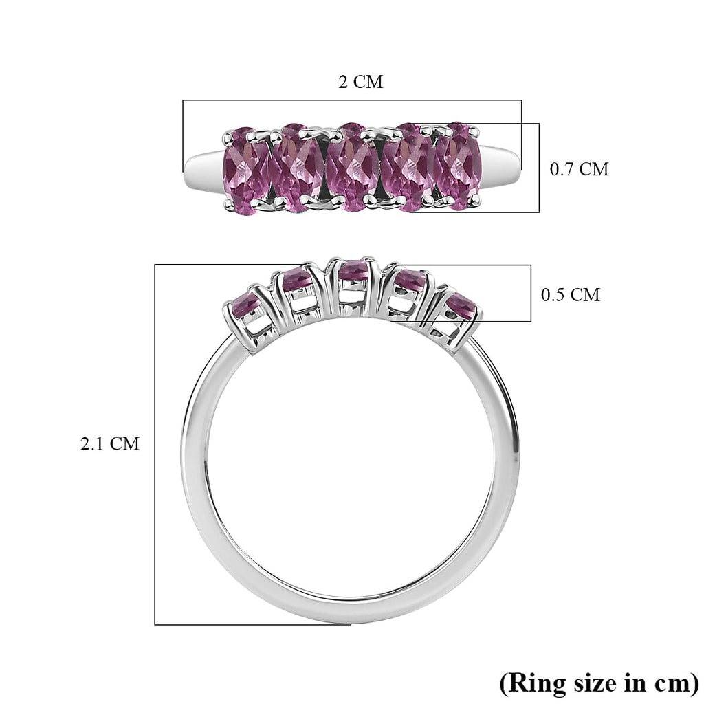 Lotus Garnet 5 Stone Ring in Platinum Overlay Sterling Silver 1.10 Ct