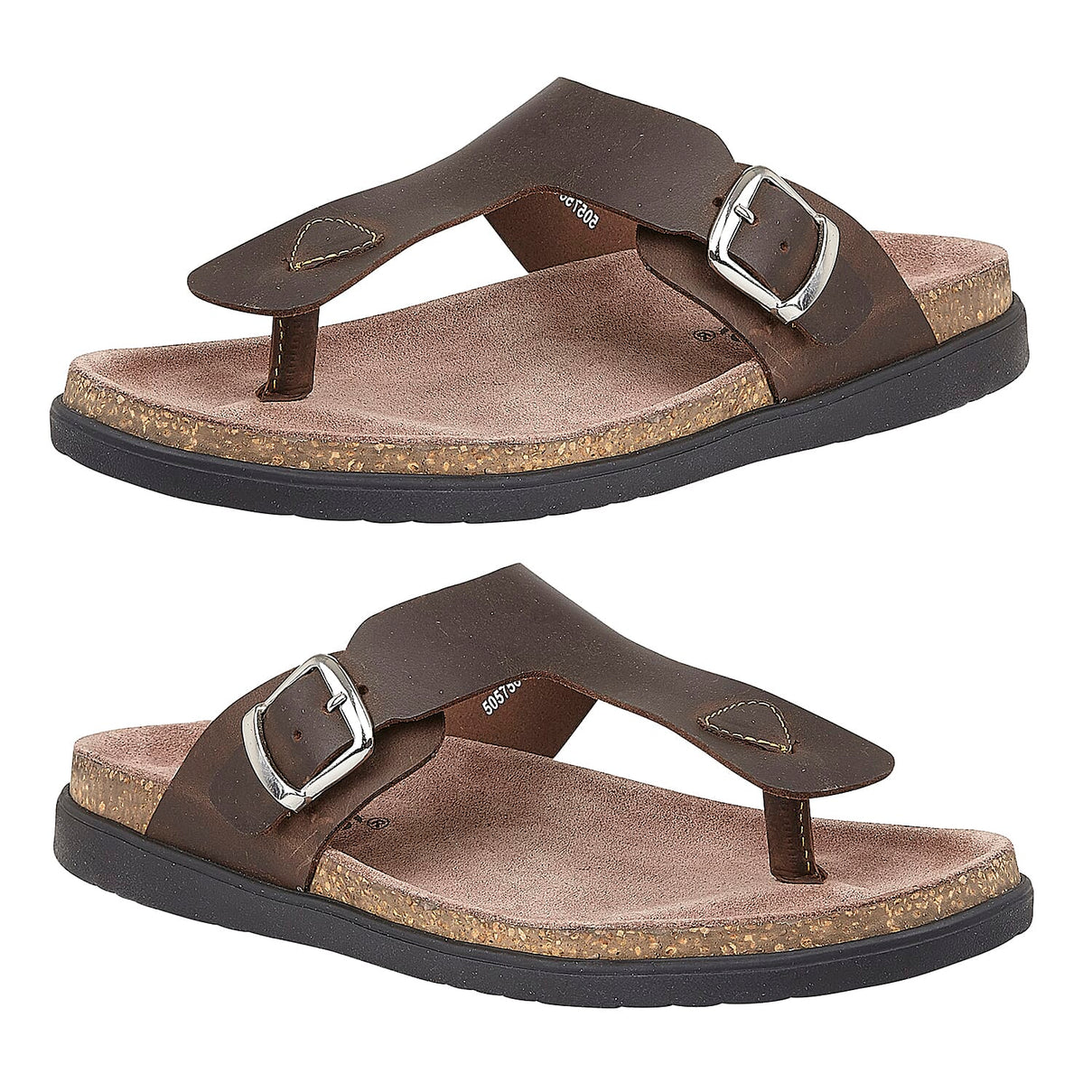 Lotus Grady Leather Toe-Post Cushioned Men's Sandals - Brown 6486754 1