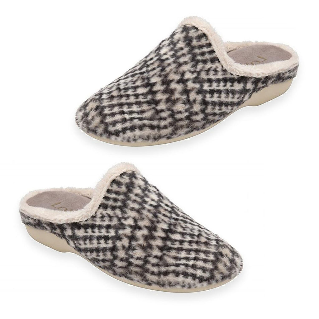 Lotus Hardy Womens Patterned Slip-On Slippers (Size 9) - Khaki