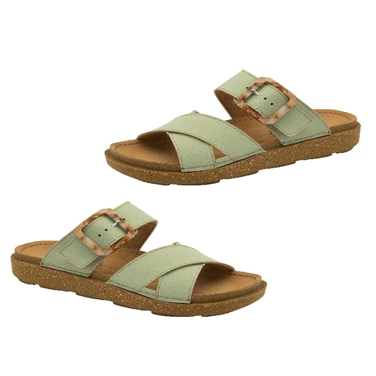 Lotus Womens Assenza Buckle Criss-Cross Mule Sandal (Size - 3) - Green 8177896 0