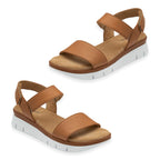 Lotus Facchini Platform Sandal With Adjustable Hook And Loop Ankle Strap (Size 5) - Tan