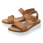 Lotus Facchini Platform Sandal With Adjustable Hook And Loop Ankle Strap (Size 5) - Tan