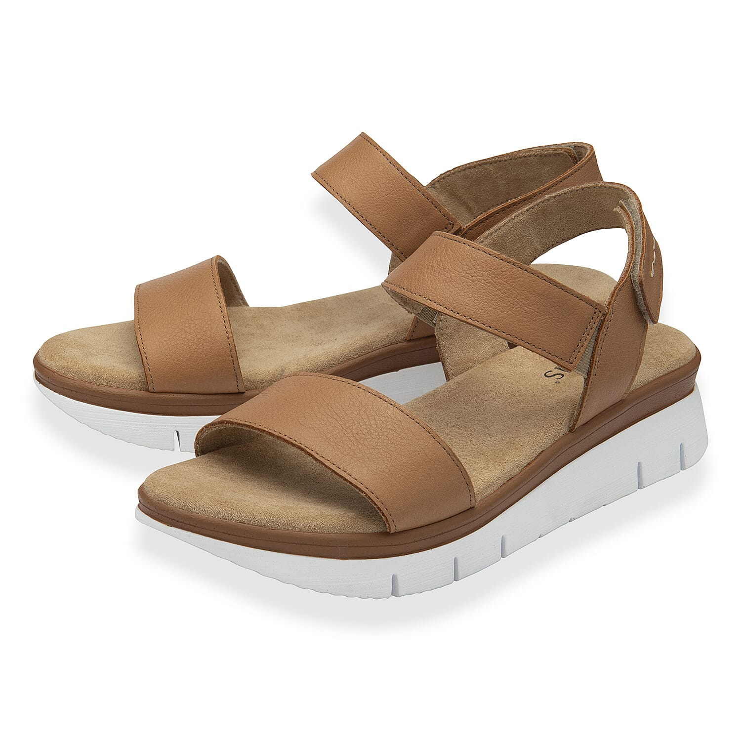 Lotus Facchini Platform Sandal With Adjustable Hook And Loop Ankle Strap (Size 5) - Tan V32515124 1