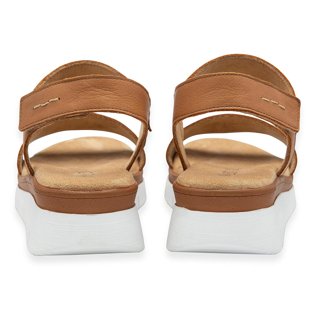 Lotus Facchini Platform Sandal With Adjustable Hook And Loop Ankle Strap (Size 5) - Tan