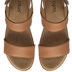 Lotus Facchini Platform Sandal With Adjustable Hook And Loop Ankle Strap (Size 5) - Tan