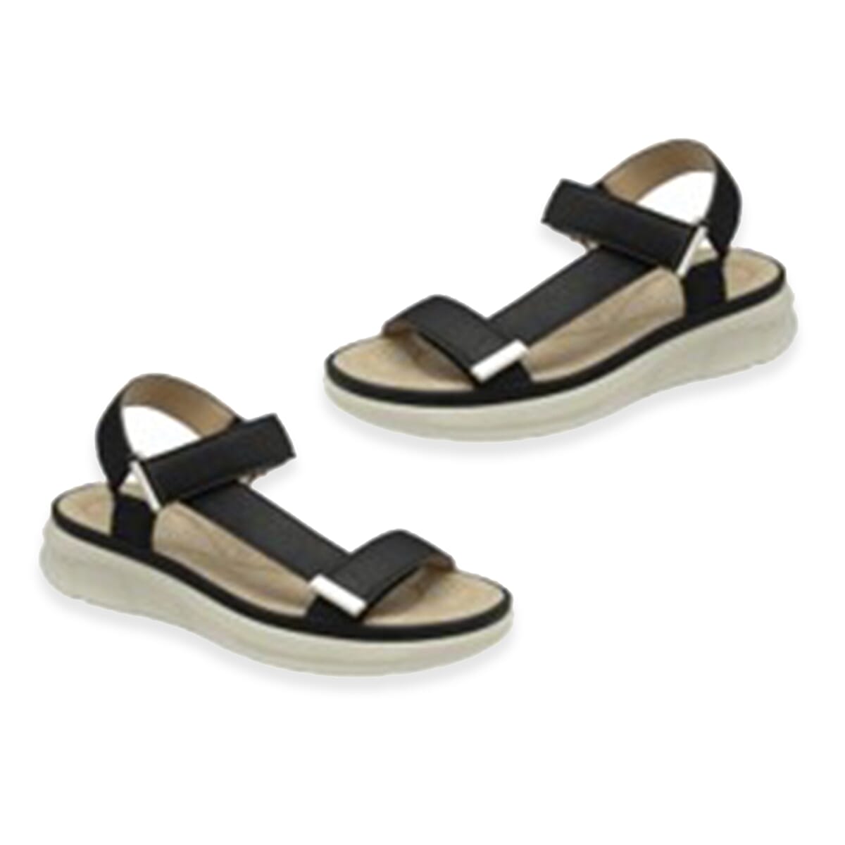 Dunlop Serafina Dual-Strap Hook &amp; Loop Fastening Platform Sandals (Size 4) - Black V32522808 0