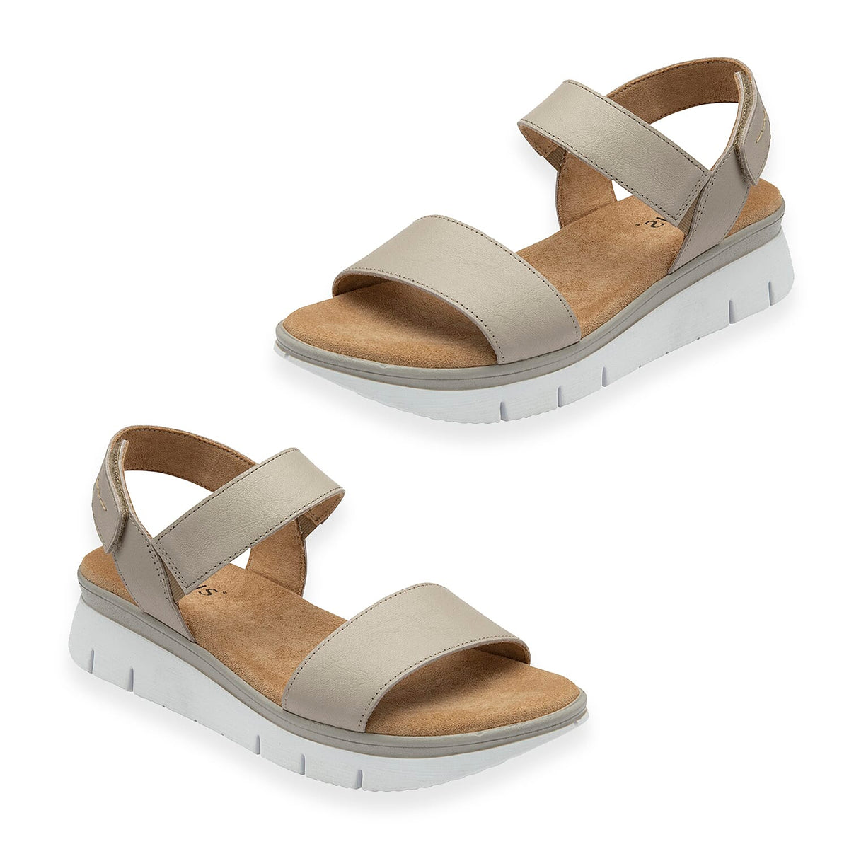 Lotus Facchini Platform Sandal With Adjustable Hook And Loop Ankle Strap (Size 7) - Stone V32525254 0