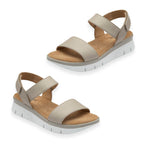 Lotus Facchini Platform Sandal With Adjustable Hook And Loop Ankle Strap (Size 7) - Stone
