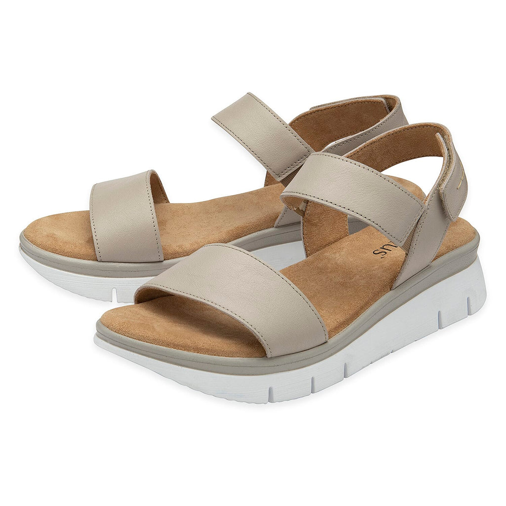 Lotus Facchini Platform Sandal With Adjustable Hook And Loop Ankle Strap (Size 7) - Stone
