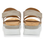 Lotus Facchini Platform Sandal With Adjustable Hook And Loop Ankle Strap (Size 7) - Stone